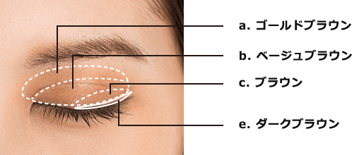 a. ゴールドブラウン,b. ベージュブラウン,c. ブラウン,e. ダークブラウン